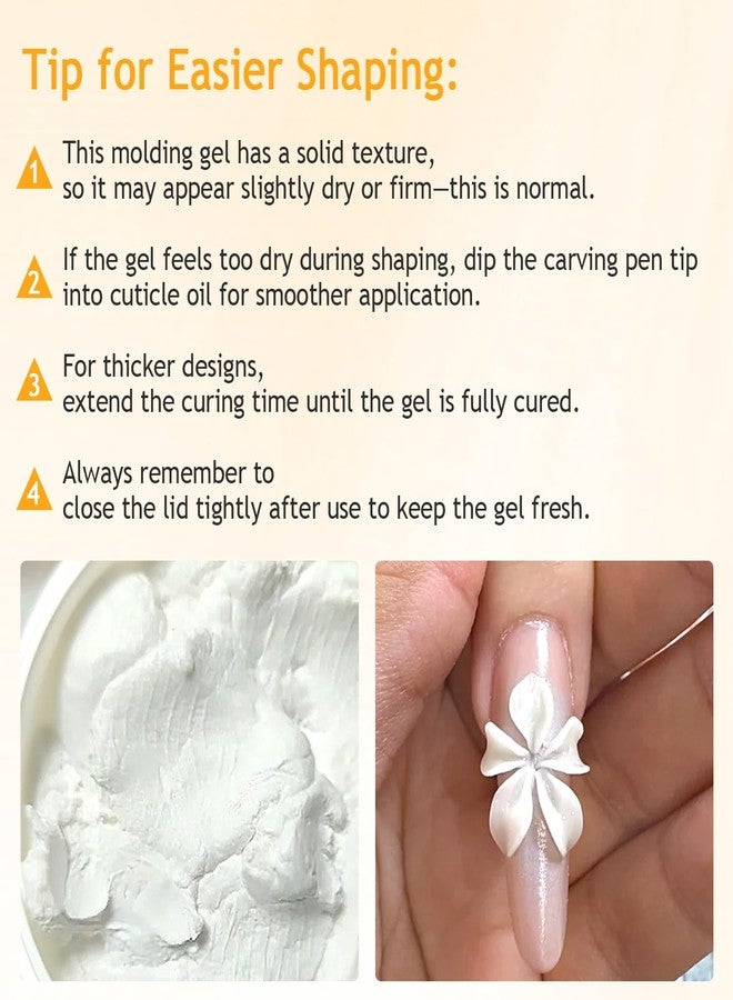 Furtherpretty Colored Sculpting Gel for Nail Art, 6 Colors Nail Clay for 3D Art, Non-Sticky Hard Solid Builder Gel with Silicone Carving Pen, Nail Molding Kit for Home Manicure & Professional Salon - Image 5